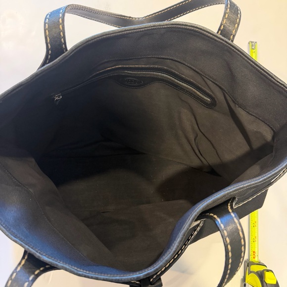 Tod’s Black Nylon Leather Trim Tote Bag Designer Luxury Shoulder Bag - Picture 4 of 12